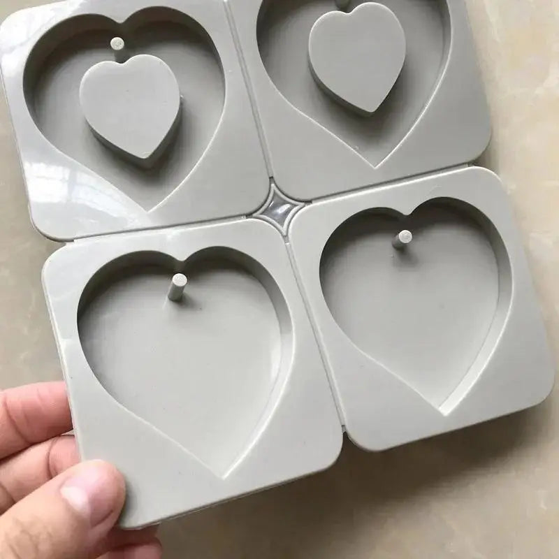DIY Creative Handmade Silicone Mold Aromatherapy Plaster Soap DIY Cake Decoration 4 Sets Of 2 Hearts Can Be Divided Accessories Qme