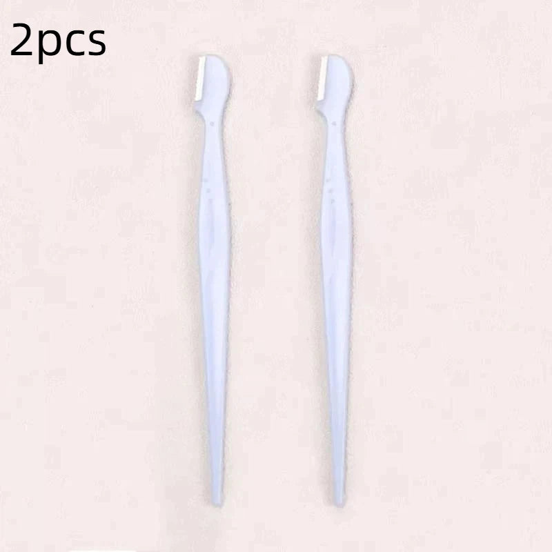 Precision Straight Handle Eyebrow Trimmers 2 3 Round Head Grooming Qme 2pcs Light blue