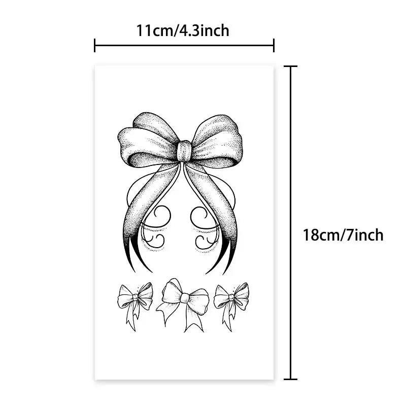 Bow tattoo sticker set: herbal juice sensual design for neck scar cover. Semi-permanent & realistic. Qme HC-205