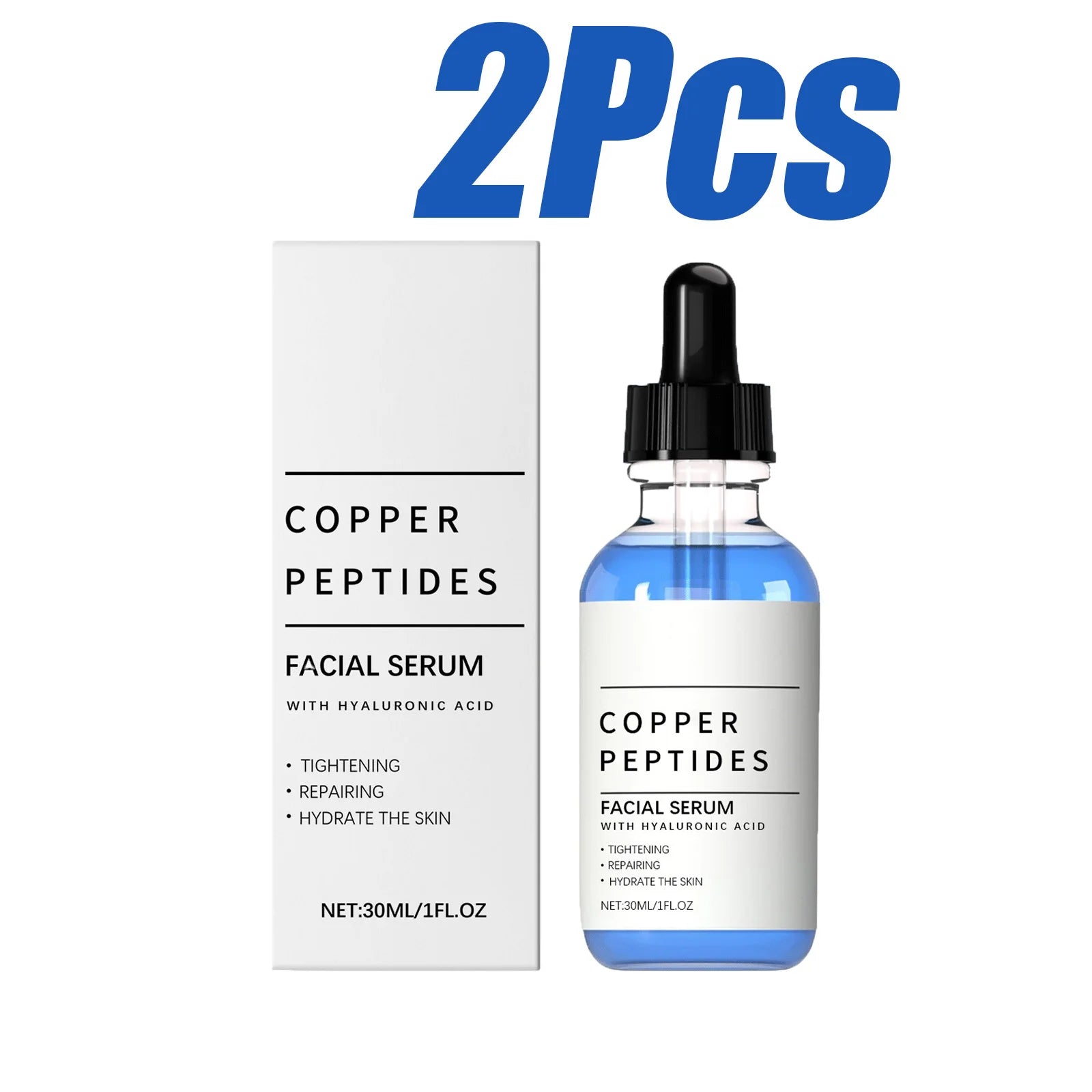 Copper Peptide Serum Lifting Firming Skin Anti Wrinkle Nourishing Smooth Improve Texture Hydration Hyaluronic Acid Face Serum Qme 2Pcs