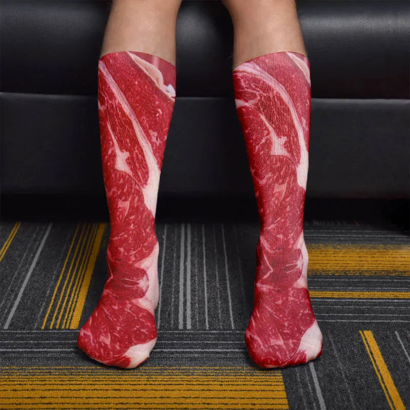 Very Popular Pork Belly Printed Socks Women's Happy Food Kawaii Qme
