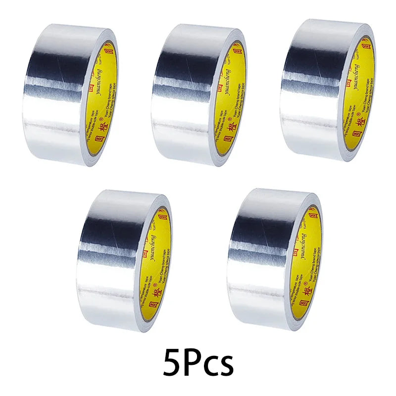 1Roll High Temperature Resistant Aluminum Foil Tape, Waterproof and Oil-proof, Flame-retardant and Sun-proof, Hand-tearable Qme 5rolls-width-38mm 20M