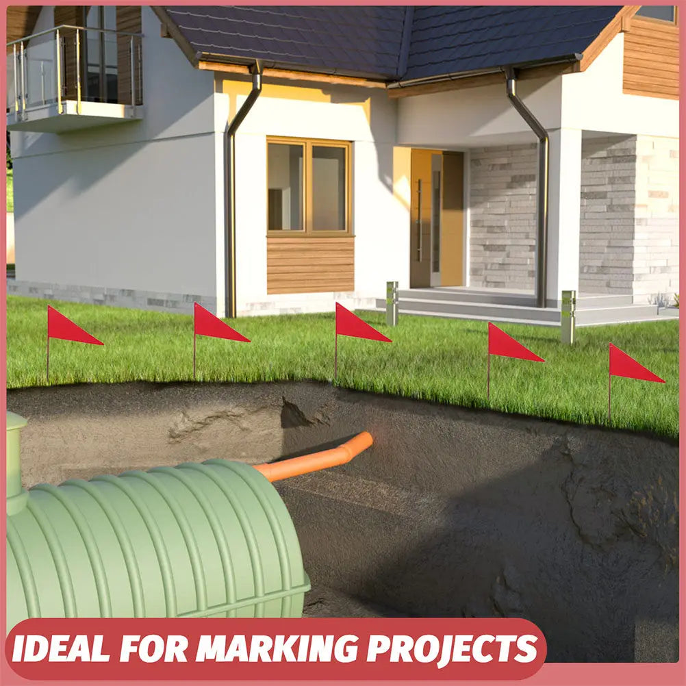 5Pcs Premium Iron Triangular Flags High Visibility Red Lawn Marking Flags for Garden Sprinklers Yard Supplies Landscaping Qme