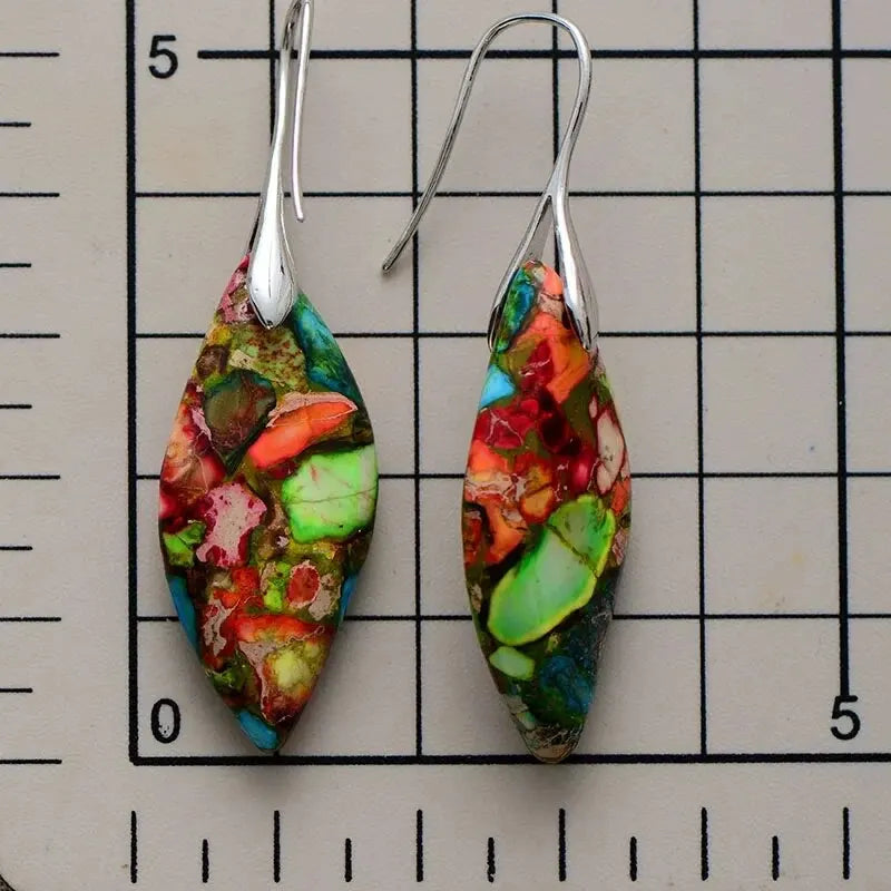 Trendy Minimalism Natural Emperor Jaspers Dangling Women Drop Earrings Ethnic Elegant Holiday Jewelry Gifts Qme