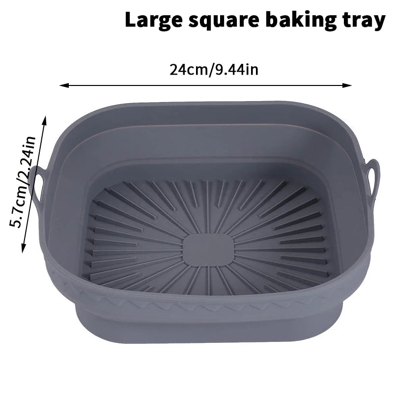 Foldable Air Fryer Silicone Mould Reusable Basket Food Safe Non Stick Qme LS2