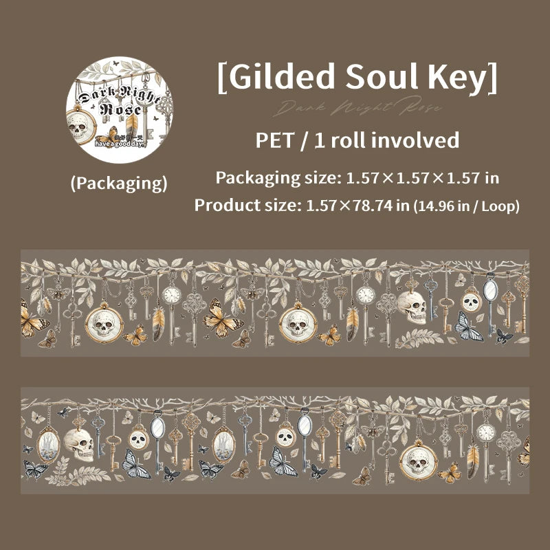 1Roll Halloween Gothic Rose Skeleton Washi Tape for Scrapbooking DIY, Journal Decoration, Phone Case Notebook Decor Qme 6
