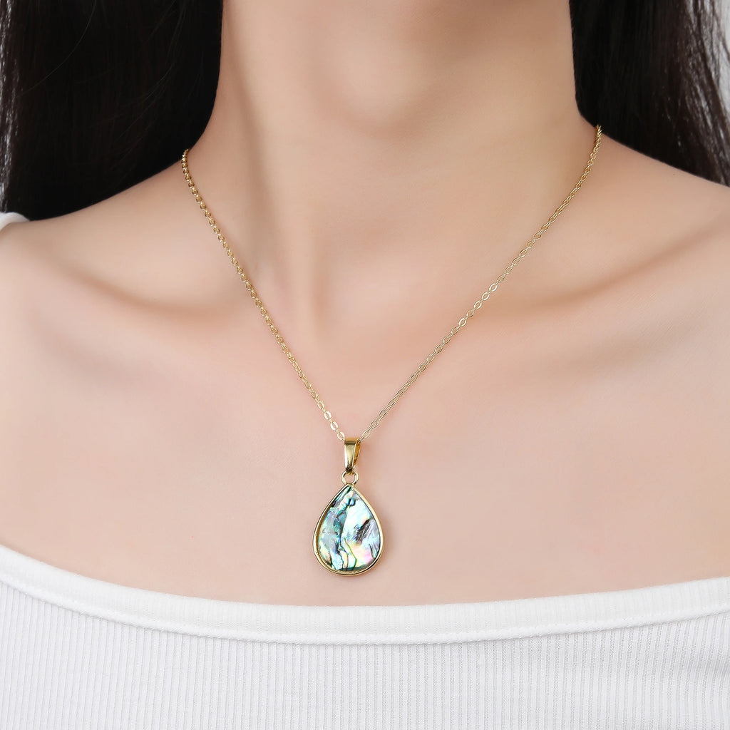 High Quality Abalone Shell Pendant Necklace Silver/Gold Waterdrop Heart Shell Choker Fashion Beach Party Jewelry Women Gift Qme