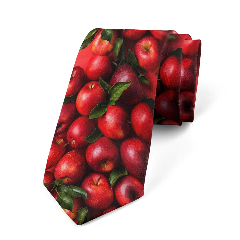 Strawberry Grape Peach Pattern Tie Interesting Fruit 3 Printed Men's Qme style7