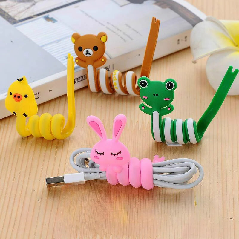 Cartoon Animal Cable Organizer, Silicone Cord Winder, Cable Tie, USB Charger Cable Management for Earphone, Phone Charging Cable Qme