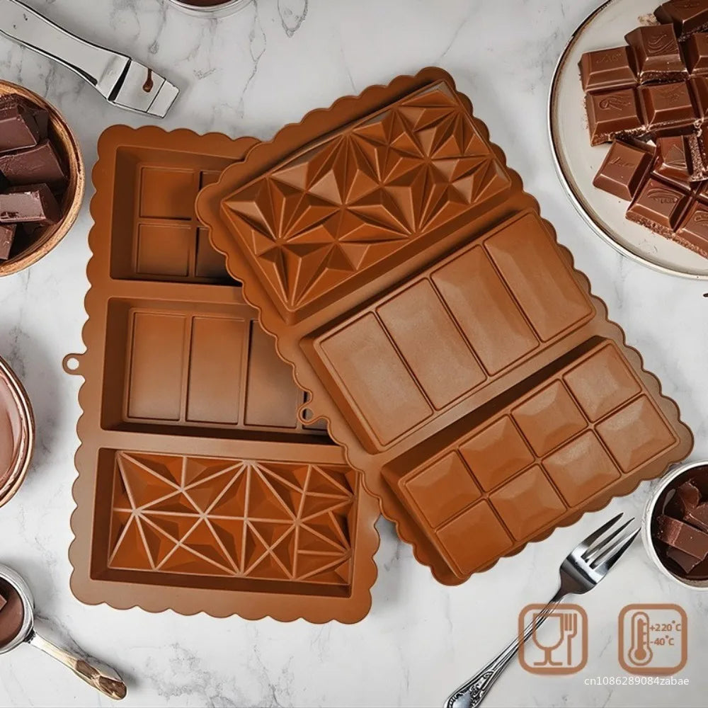 3-in-1 Silicone Chocolate Bar Mold Dubai Luxury Candy Break Apart Qme