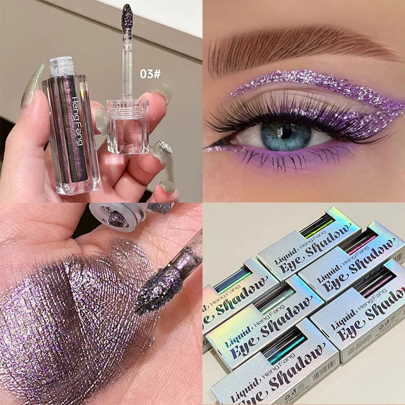 Flash Liquid Eyeliner Durable Shiny Waterproof Colored Liquid Eyeliner Eyeshadow Metallic Pearlescent Chameleon Eyeliner Makeup Qme Eyeshadow 03