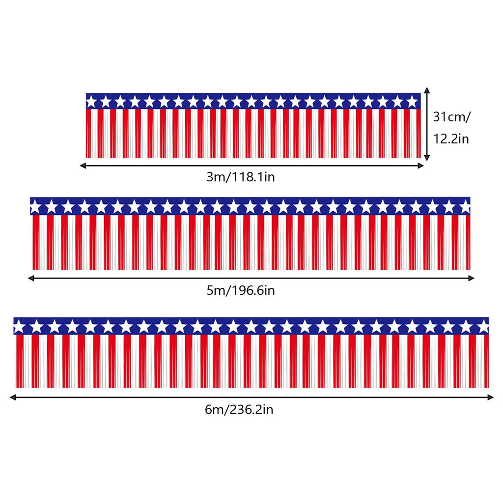 Red White Blue Hanging Background Banner Garland Party Table Skirt Decoration Independence Day Fringe Hanging Decor Supplies Qme