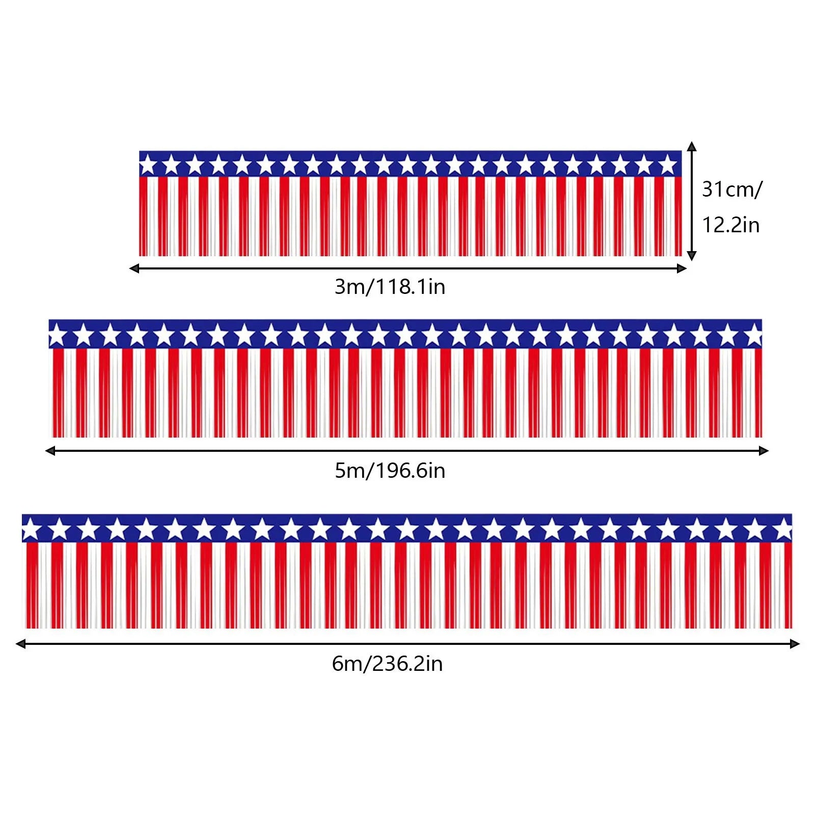 Red White Blue Hanging Background Banner Garland Party Table Skirt Decoration Independence Day Fringe Hanging Decor Supplies Qme