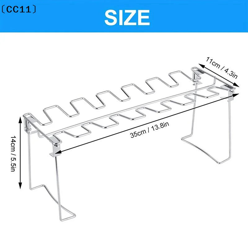 Chicken Leg Wing Rack Grill Smoker Oven Easy Use 14 Slots Drumstick Qme