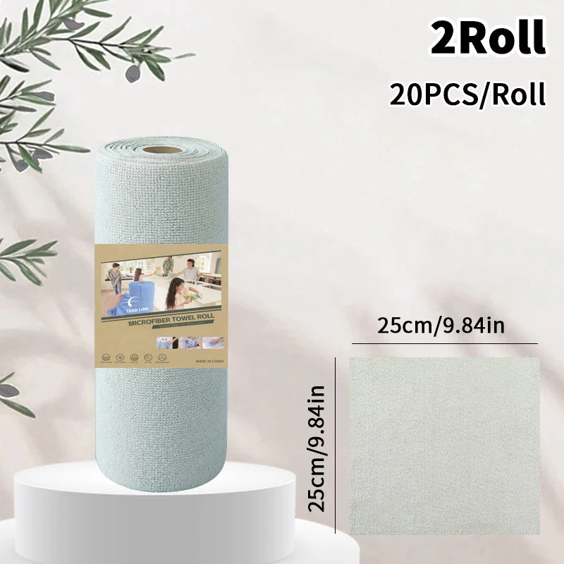 Tear-off Cleaning Cloth Roll Durable Reusable Dish Towel Kitchen Qme B Green