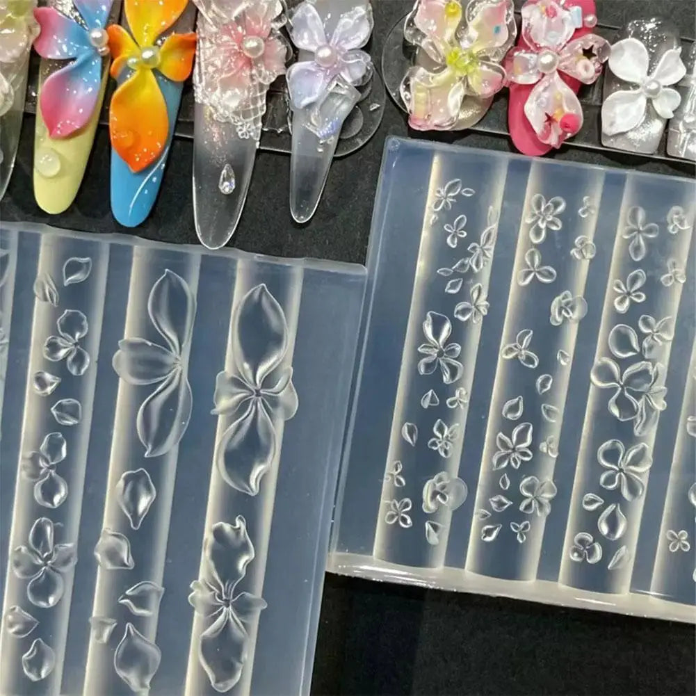 Flower Petals Silicone Nail Art Molds Women DIY 3D Resin Design Qme