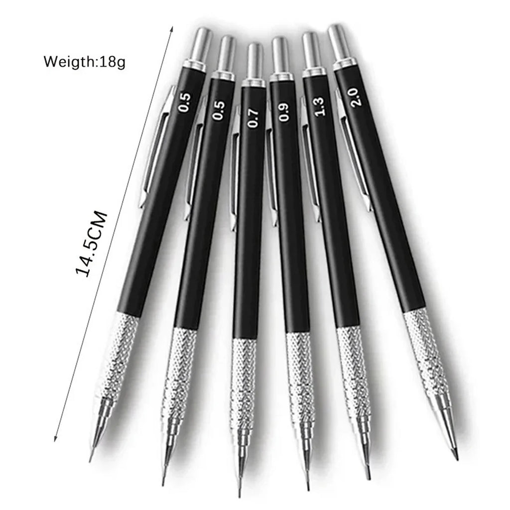 Metal Mechanical Pencil Large capacity Lead And Refills Set 0.3, 0.5, 0.7, 0.9 2.0 Mechanical Pencils for Drawing Sketching Qme
