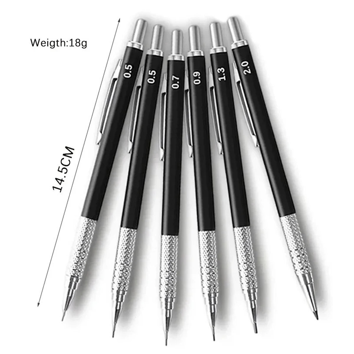 Metal Mechanical Pencil Large capacity Lead And Refills Set 0.3, 0.5, 0.7, 0.9 2.0 Mechanical Pencils for Drawing Sketching Qme