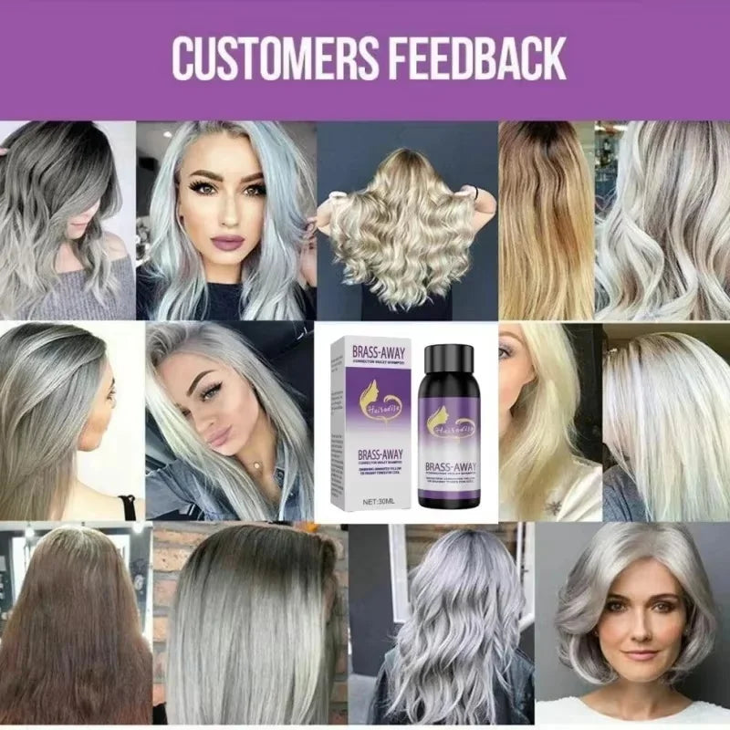 30ML Gray Color Fixing Hair Dye Shampoo Cover Gray Hair Fade Yellow After Bleach Hair Shampoo Non-irritating Purple Shampoo Qme
