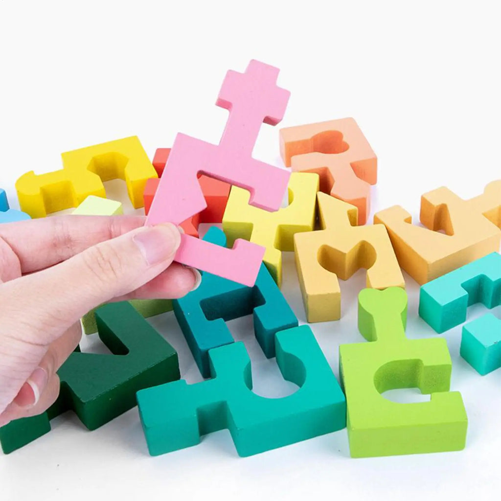NEW Kids Puzzle Geometric Shape Matching Toy 16 Pieces Wooden Jigsaw Puzzles For Boys Girls Ages 4-6 Learning Home School Qme