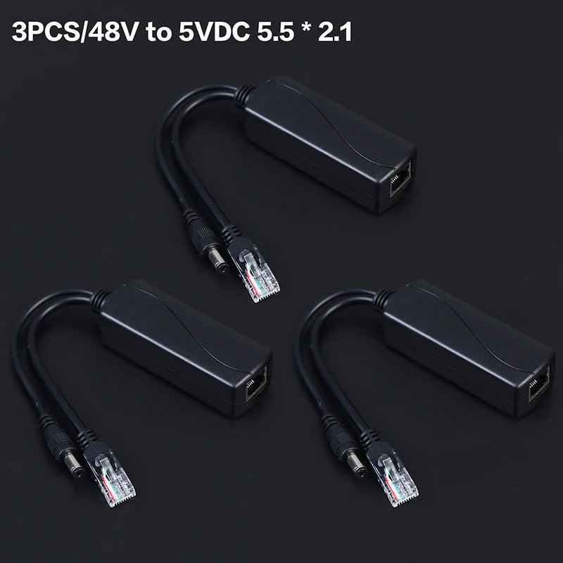DC48V 5V Micro USB POE Splitter Connectors Adapter Cable IP Camera Qme A3 3PCS