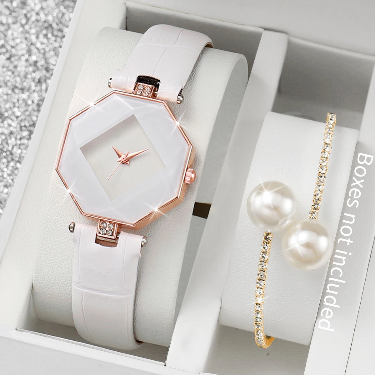 2 Pe As Rel Gios Femininos Da Moda Casual Pulseira De Couro Anal Gico Qme WHITE