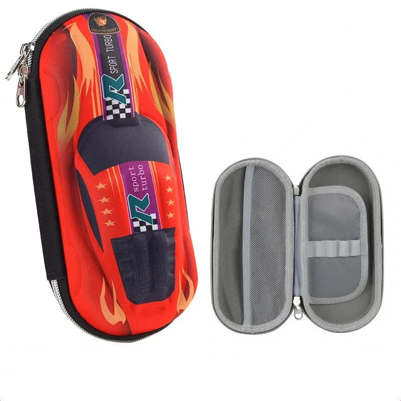 3D Racing Car Pencil Cases Cartoons School Pencil Case For Children Stationery Box EVA PU Plastic Pen Case Boy Cute Pen Bag Qme The red pencil case