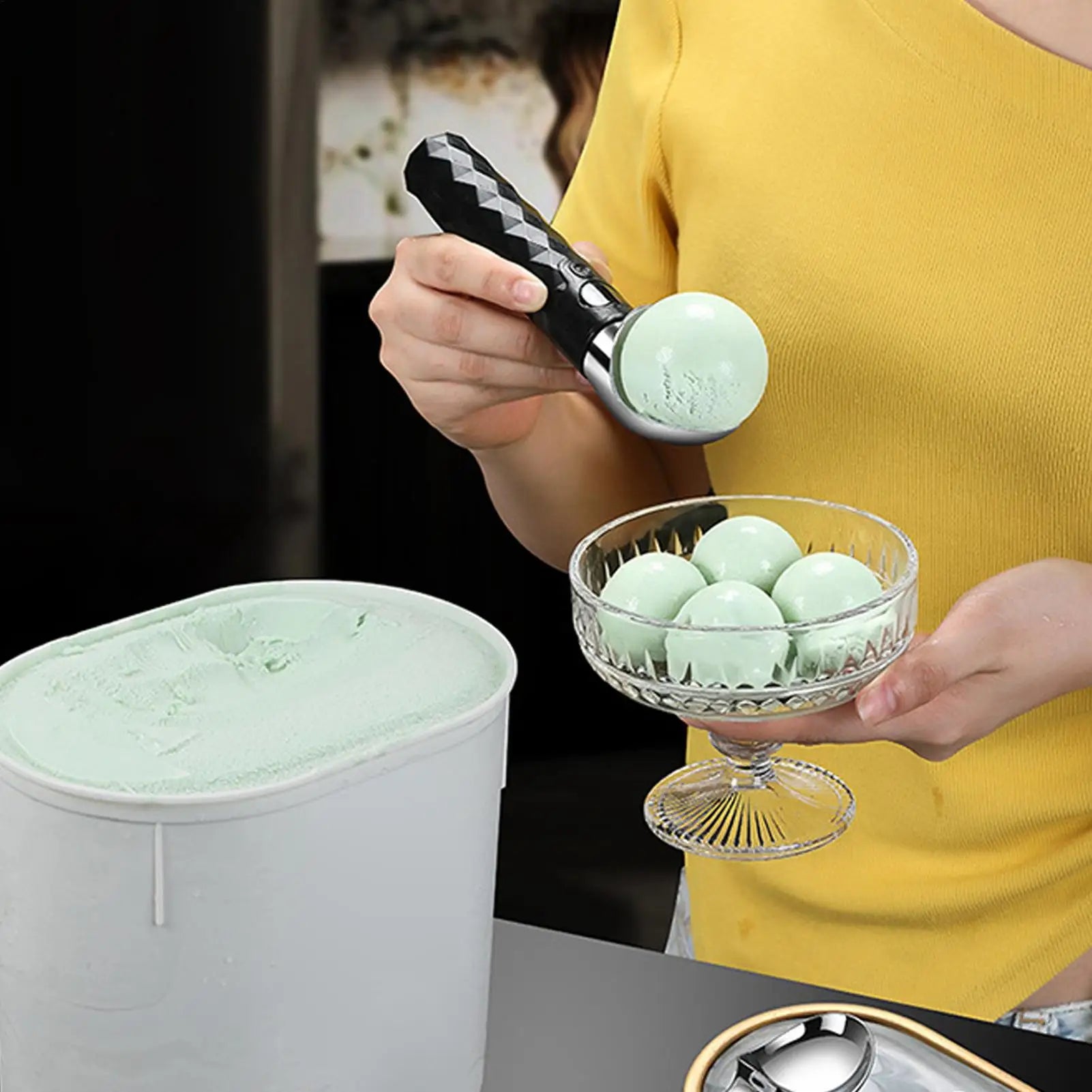 Heated Ice Cream Scoop Waterproof LED Display Portable Spoons Seniors Qme