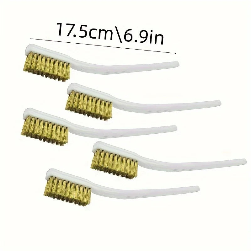 5Pcs 175mm Brass Wire Brush Mini Paint Rust Remover Steel Wire Brushes Industrial Metal Polishing Burring Cleaning Brush Qme