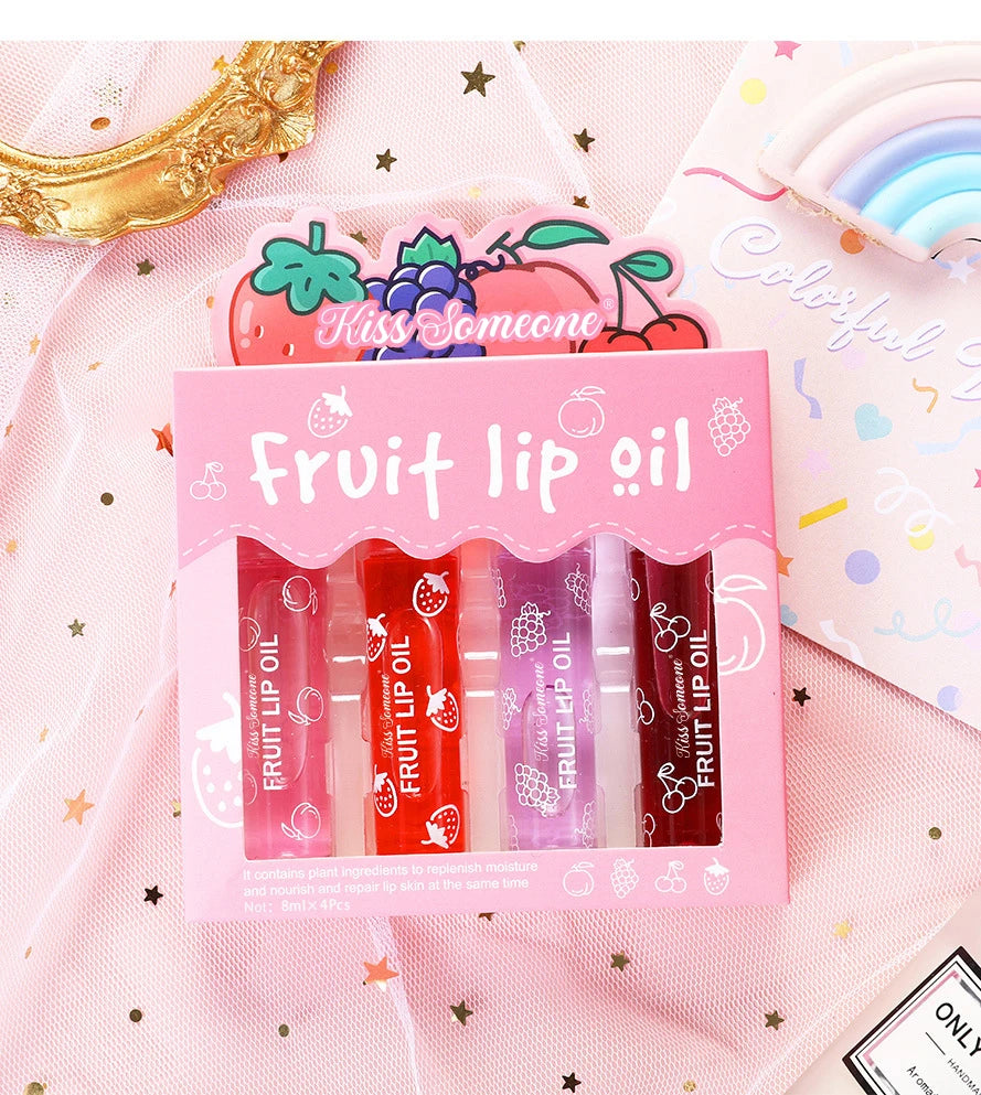 4pcs/1set of fruit ball lip oil,a kind of moisturizing lip balm liquid,to prevent the lips from drying up.It is for useHalloween Qme 8010 32ml