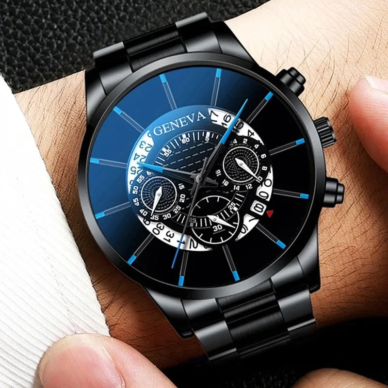 Men's Luxury Stainless Steel Watch, Sport Wristwatch, Exquisite Business Watch, Calendar, Men's Fashion Qme
