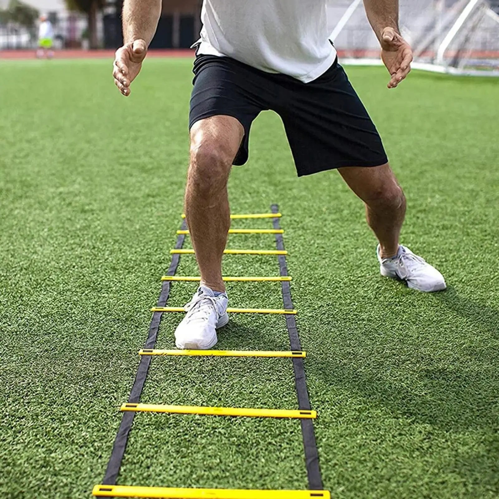 Soccer Ladder Fitness Ladder Agility Trainer Storage Bag Included Instant Set-up Exerciser for Sports Tennis Hockey Badminton Qme