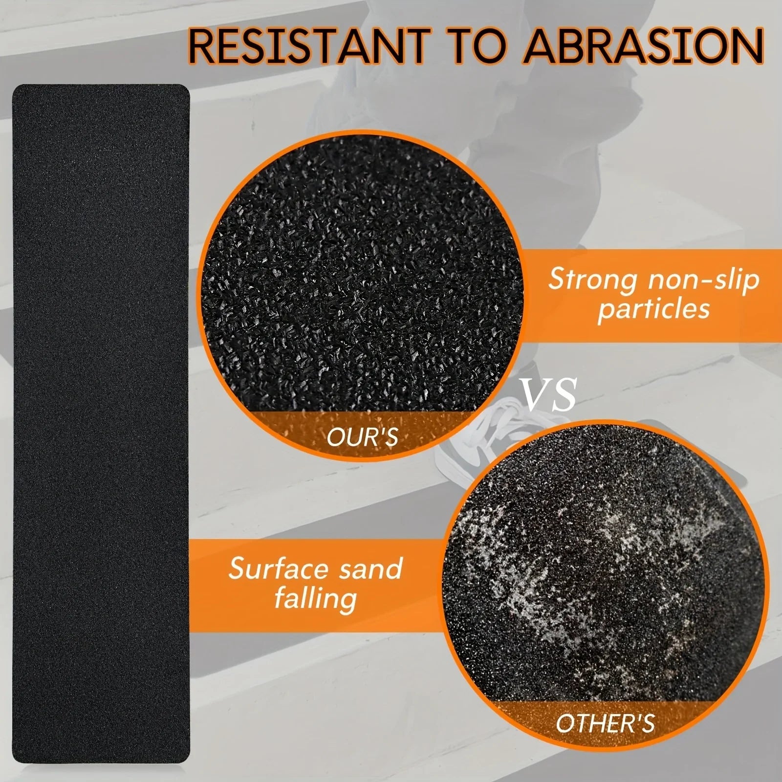 10pcs Set of Pre-Cut Rubber Anti-Slip Stair Tread Tape, Easy to Install Safety Grip Strips for Steps, Skateboards, Decks, Ramps Qme