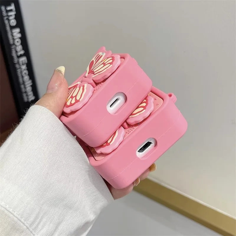 3D Cartoon Butterfly Headphone Case for AirPods 1/2,AirPods Pro,AirPods Pro 2,AirPods 3 Headphones, Anti-drop Headphone Case Qme