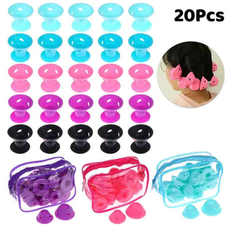 Silicone Hair Curling Rollers DIY Mushroom Bell Shapes Spiral Design Qme