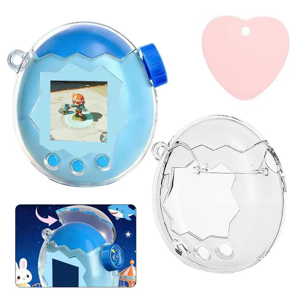 Suitable for Tamagotchi amusement park protective cases transparent glitter electronic pet shells with button caps Qme