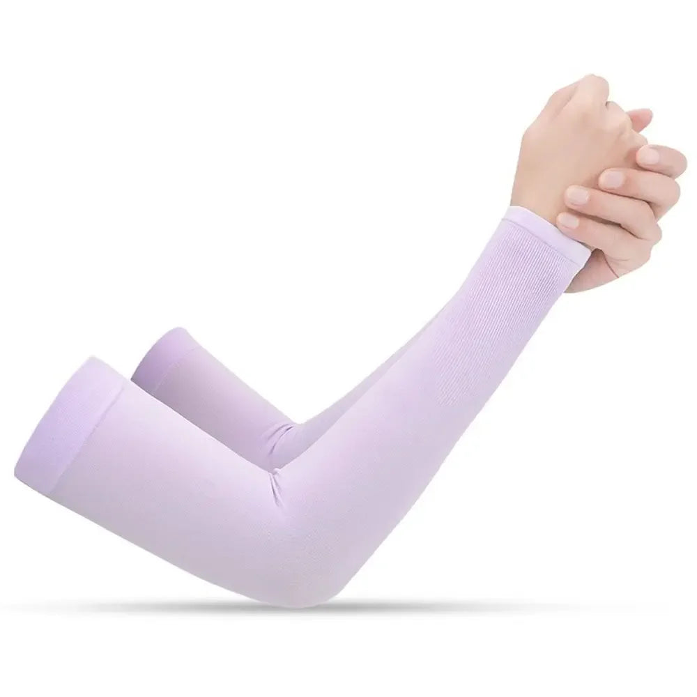 2Pcs Arm Sleeves Warmers Sports Sleeve Sun UV Protection Hand Cover Cooling Warmer Running Fishing Cycling Summer Cooling Qme PL Boxed (thumb leak)