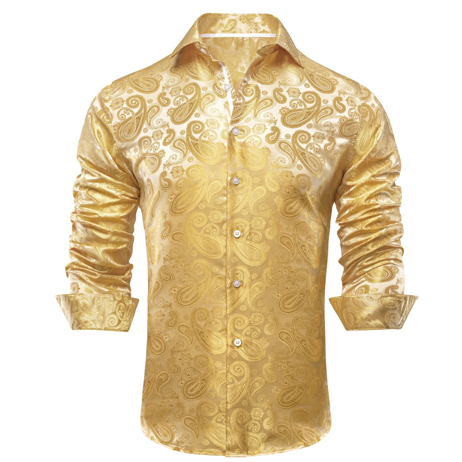 Hi-Tie Jacquard Paisley Light Blue Mens Shirt Long Sleeve Lapel Shirt Blouse Outerwear Wedding Office Breathable Quality Qme