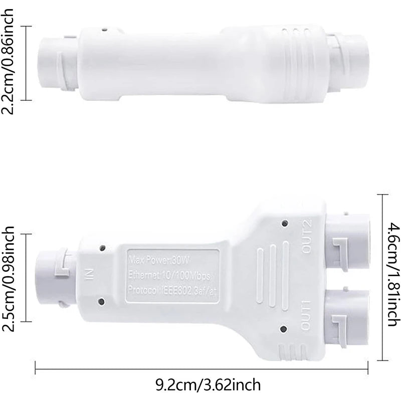 New Outdoor Waterproof standard 10/100Mps 1 in 2 out POE Extender/Repeater 30W Factory Direct Sales Qme