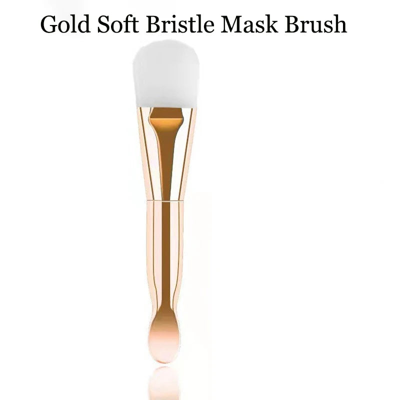 1PC Professional Double Ending Soft Bristle Silicone Wear-resistant Facial Flexible Mask Brush Skin Care Cleaning Beauty Tools Qme Gold Bristle