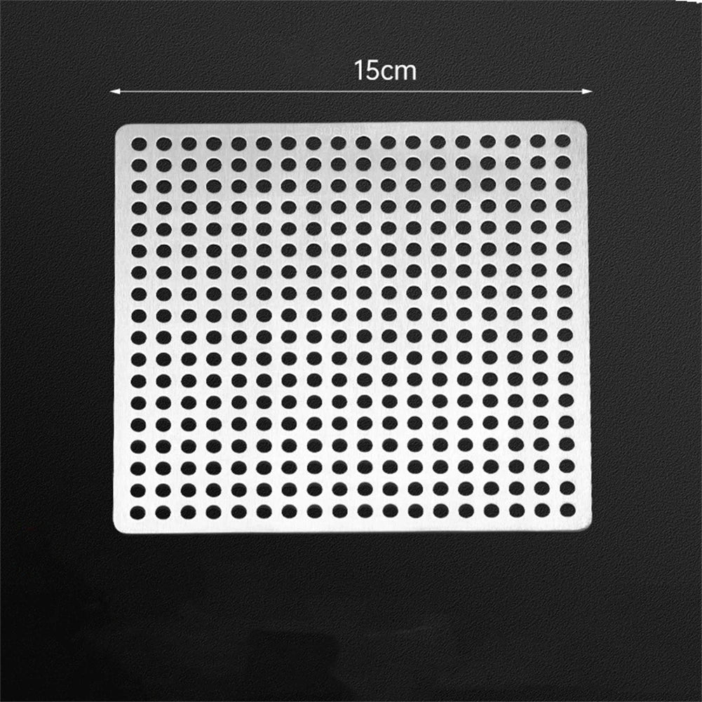Square Drain Cover Stainless Steel Bathroom Shower Sink Strainer Drain Hair Filter Cover Bathroom Kitchen Sink Drain Protector Qme 15CM