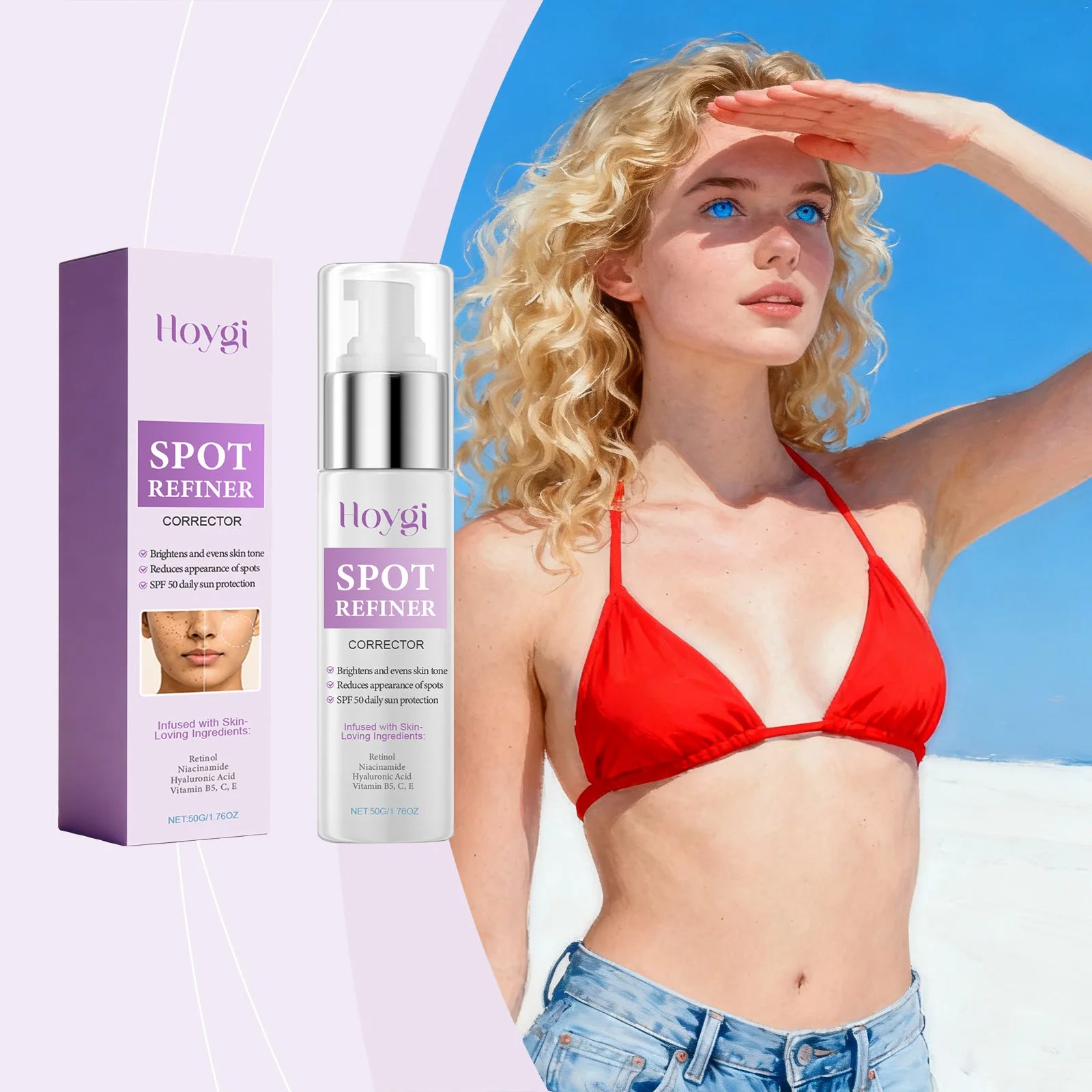 Spot Refiner Cream SPF Sunscreen Dark Spot Corrector Brightening Anti-Aging Face Moisturizer For Outdoor Facial Skin Protection Qme