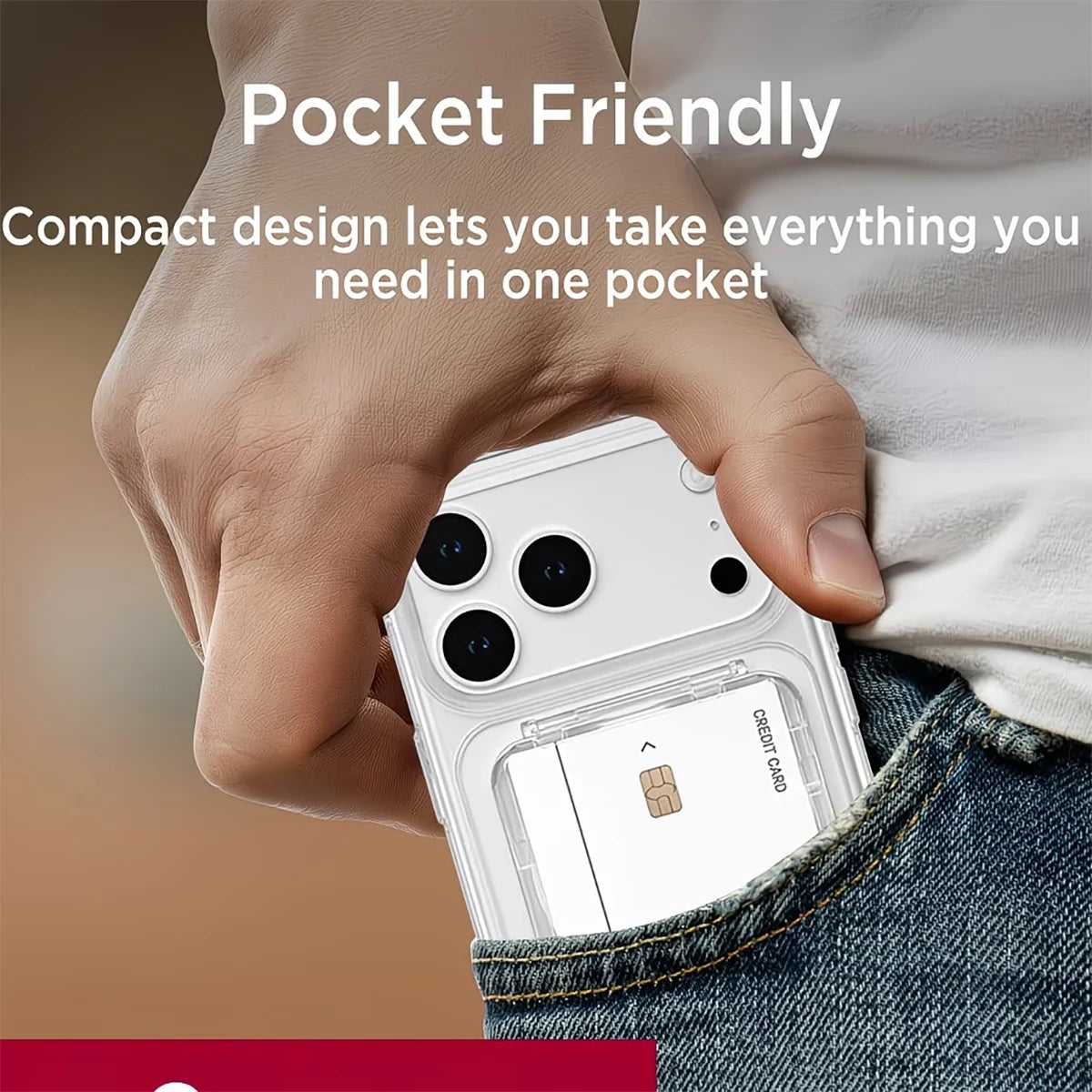 Transparent Magsafe Card Sleeve Shockproof 2 Slots Magnetic Qme