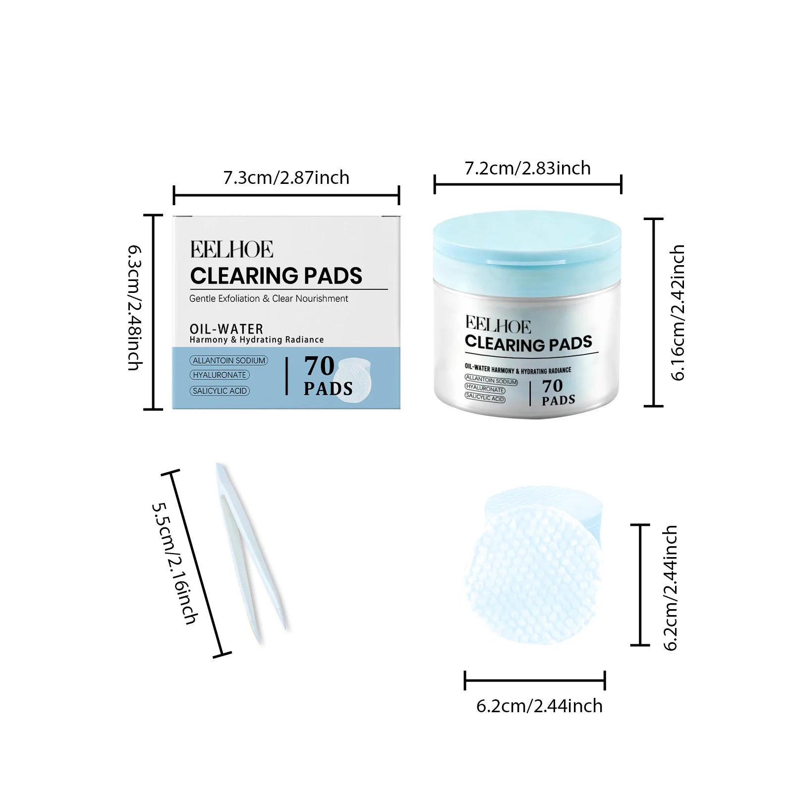 Salicylic Acid Cotton Pads Exfoliating Pore Cleansing Soothing Oil Control Acne Treatment Facial Daily Toner Pads with Tweezers Qme 1 Set