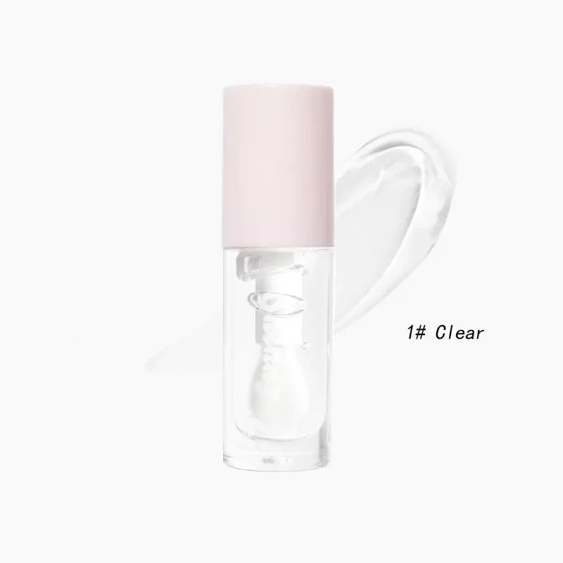 1PC Mirror Lip Glaze Jelly Black Lip Oil Water Gloss Moisturizing Translucent Lipstick Lighten Wrinkle Clear Lip Tint Plumping Qme 01 clear