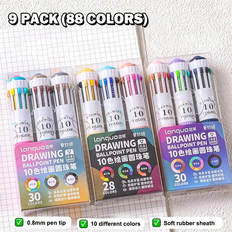 Retractable Multicolor 1 Ballpoint Pen Tip 3 6 Art Student Drawing Qme