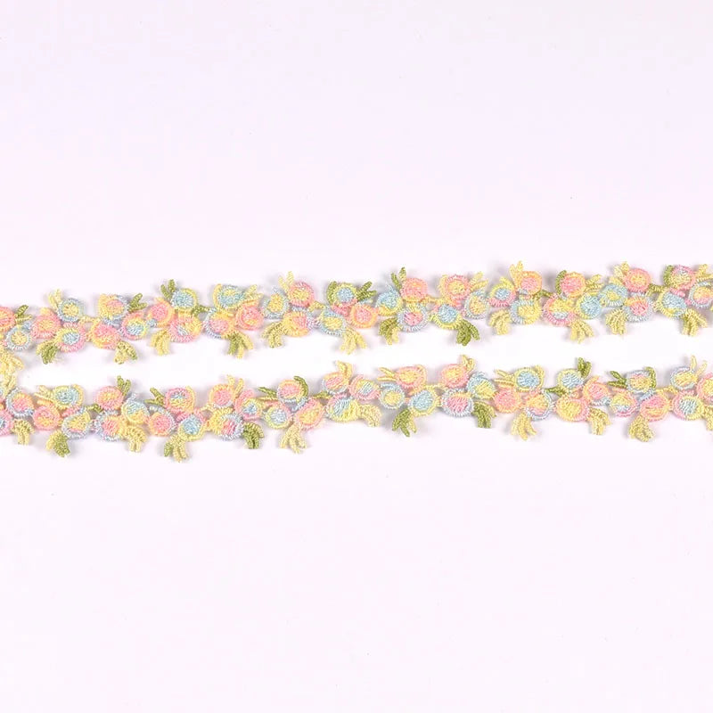 1 Yard 21mm Colorful Flower Lace Trim, Cute Rose Floral Embroidery Lace Ribbon for DIY Sewing Crafts Clothes Headbands cp3851 Qme Khaki 1yard