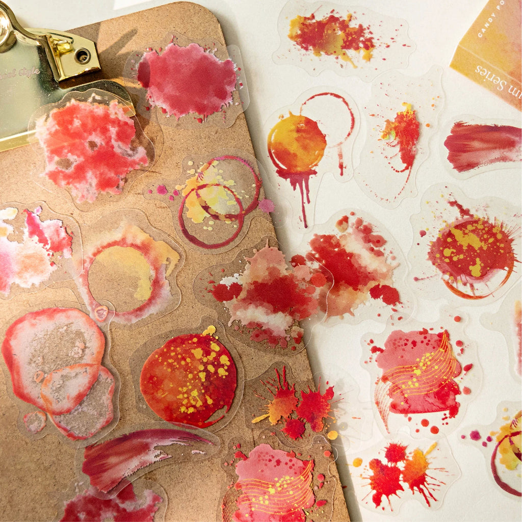 30Sheets/bag PET Sticker Bag Watercolor Blending Sticker Hand Account Collage Material For Greeting Card Notebooks Decoration Qme