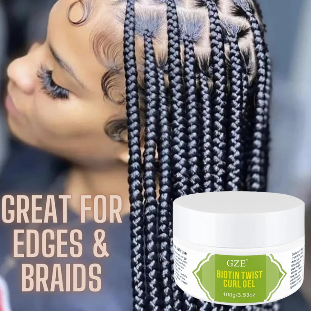 GZE Biotin Twist Curl Gel Hair Growth - Hydrating Styling Gel with Biotin for Stronger, Healthier Hair - Defines Curls Qme