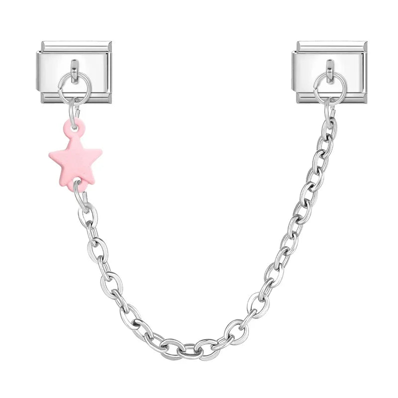 Wholesale Fashion Colour Stars Tassel Chain Module Italian Charm Bracelet Fit 9mm Hand Chain Stainless Steel DIY Jewelry Making Qme Style 11